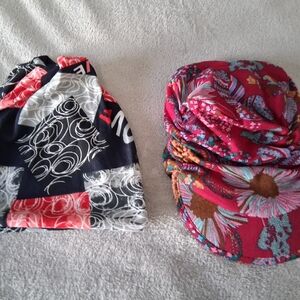 Set of 2 Stretchy women's Beanie Cap Hats OS Red